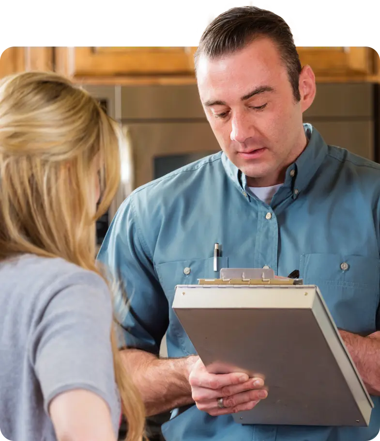 contractor Contractor working through checklist with homeowner
