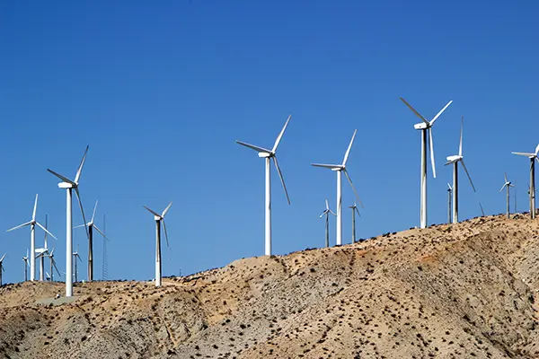 Wind turbines on hillside